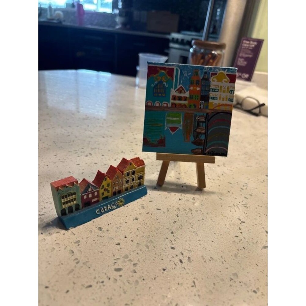 carousel, mini art, painting with collectible figurine